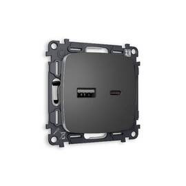 Комплект механизма розетки 2USB A+C 20W (быстрая зарядка) Ambrella Volt Omega MO661010