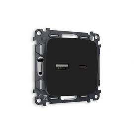 Комплект механизма розетки 2USB A+C 20W (быстрая зарядка) Ambrella Volt Omega MO811010