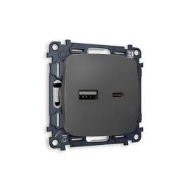 Комплект механизма розетки 2USB A+C 20W (быстрая зарядка) Ambrella Volt Omega MO911010