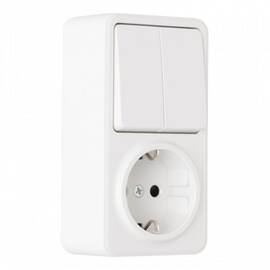 Розетка с заземлением и шторками + выключатель двухклавишный Arte Milano 310.53-1.white