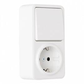 Розетка с заземлением и шторками + выключатель одноклавишный Arte Milano 310.52-1.white