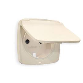 Лицевая панель для розетки с/з со шторками и крышкой Ambrella Volt Omega OP3280