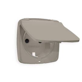 Лицевая панель для розетки с/з со шторками и крышкой Ambrella Volt Omega OP3680