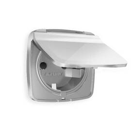 Лицевая панель для розетки с/з со шторками и крышкой Ambrella Volt Omega OP4080