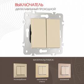 Выключатель двухклавишный проходной Arte Milano 203.32-2.shampan