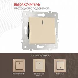 Выключатель одноклавишный проходной Arte Milano 203.33-1.shampan