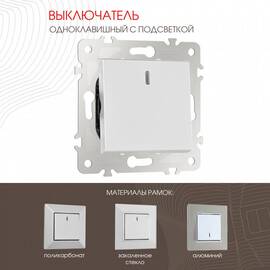 Выключатель одноклавишный с подсветкой Arte Milano 203.31-1.silver