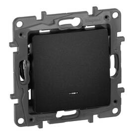 Выключатель 1-но клавишный с 2-х мест (переключатель) с подсветкой, антрацит