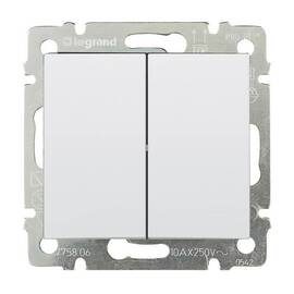 Выключатель двухклавишный Legrand Valena 10A 250V белый 774405