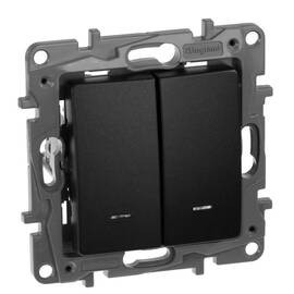 Выключатель 2-х клавишный с 2-х мест (переключатель) с подсветкой, антрацит