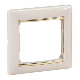 Рамка 1-постовая Legrand Valena слоновая кость/золотой штрих 774151