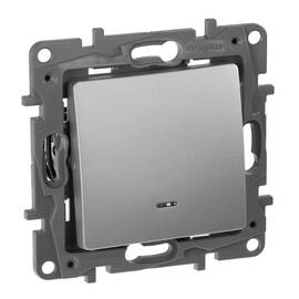 Выключатель 1-но клавишный с 2-х мест (переключатель) с подсветкой, алюминий