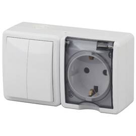 Блок розетка+выключатель двойной Эра 11-7402-01 Б0020735