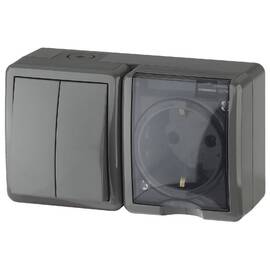 Блок розетка+выключатель двойной Эра 11-7402-03 Б0020736