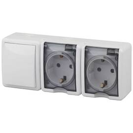 Блок две розетки+выключатель Эра 11-7403-01 Б0027673