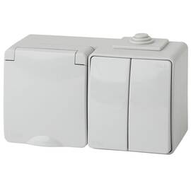 Блок розетка + выключатель двойной Эра 11-7602-03 Б0035994