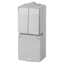 Блок розетка + выключатель двойной Эра 11-7608-03 Б0035999