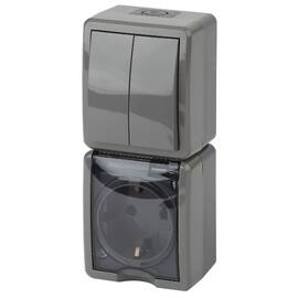 Блок розетка + выключатель двойной Эра 11-7408-03 Б0036007