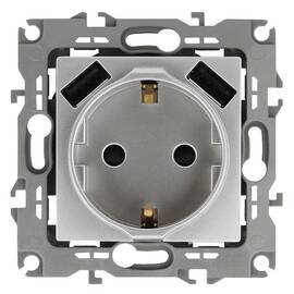 Розетка 2P+E со шторками и 2xUSB Эра 14-4109-03 Б0047869