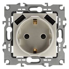 Розетка 2P+E со шторками и 2xUSB Эра 14-4109-04 Б0047870