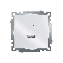 Розетка 2-местная USB + type C Stekker Катрин GLS10-7116-01 50051