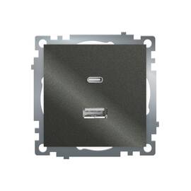 Розетка 2-местная USB + type C Stekker Катрин GLS10-7116-06 50052