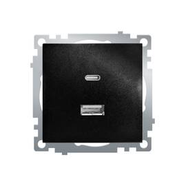 Розетка 2-местная USB + type C Stekker Катрин GLS10-7116-05 50055