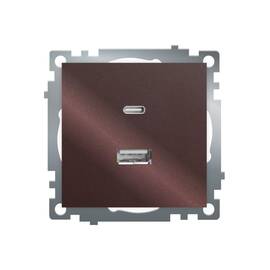 Розетка 2-местная USB + type C Stekker Катрин GLS10-7116-04 50057