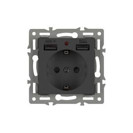 Механизм розетки с USB зарядкой Arlight SCT-MUAA-PL-BK (250V, 16A) 043734