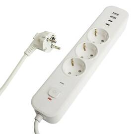 Сетевой фильтр 3-местный с/з и 2 USB-A+2 Type-C 3 Stekker Nova HM21-31-05 50101