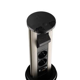 Блок розеток 12J (2 секции, USB type A+C + RJ45 + HDMI) беспроводная зарядка Mebax 00-00002597