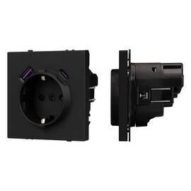Механизм розетки с USB зарядкой Arlight SCT-NOBE-MUAC-SFPL-BK (230V, 16A) 054285