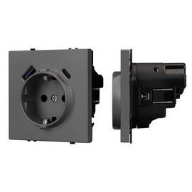 Механизм розетки с USB зарядкой Arlight SCT-NOBE-MUAC-SFPL-GR (230V, 16A) 054287