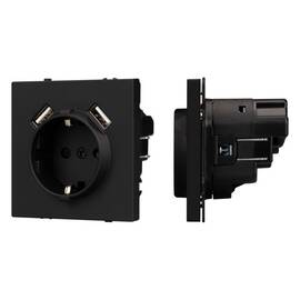 Механизм розетки с USB зарядкой Arlight SCT-NOBE-MUAA-SFPL-BK (230V, 16A) 054289