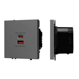 Механизм розетки с быстрой USB зарядкой Arlight SCT-NOBE-MUAC-SFPL-FC-GR (65W, QC3) 054319