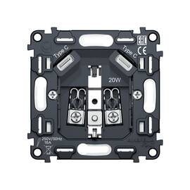 Механизм электрической розетки 2USB С+C 20W (быстрая зарядка) с/з на винтовых зажимах 16A-250V QUANT