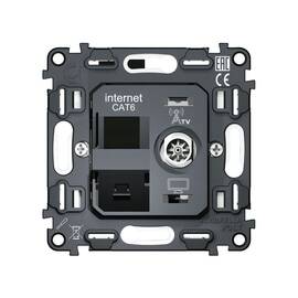 Механизм розетки компьютерной + TV оконечной RJ-45 (8P8C) CAT6/50-870 MHz 1dB с автоматической защит