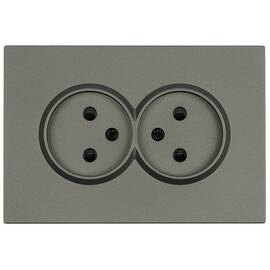 Розетка 2-местная с защитной шторкой Stekker Эмили б/з 250В 16А RST10-5116-09 антрацит soft touch 49