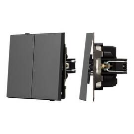 Механизм выключателя двухклавишный проходной Arlight SWT-TENDO-MKP2-SFPL-GR (230V, 10A) 054555