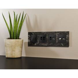 Лицевая панель Alfa (Черный матовый) для компьютерной/телефонной двойной розетки RJ-45/RJ-11 Quant A