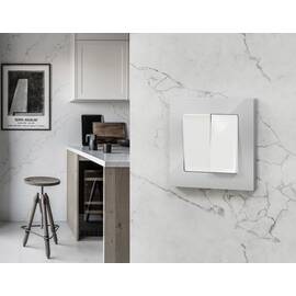 Комплект механизма 2-клавишного перекрестного выключателя 10A-250V Alfa Белый глянец Quant Ambrella