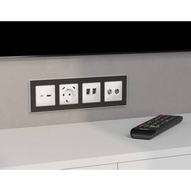 Комплект механизма компьютерной двойной розетки RJ-45 с автоматической защитной шторкой Alfa Белый м