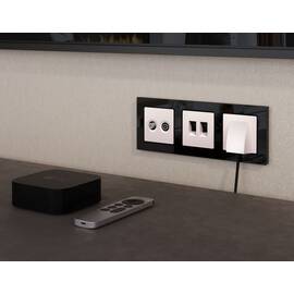 Комплект механизма компьютерной двойной розетки RJ-45 с автоматической защитной шторкой Alfa Жемчуг