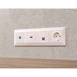 Комплект механизма TV розетки оконечной экранированной 5-1000MHz 3dB Alfa Жемчуг Quant Ambrella Volt