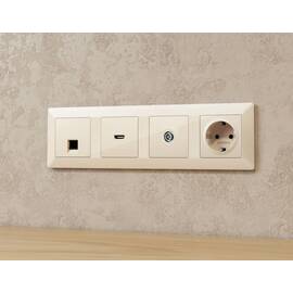 Комплект механизма TV розетки оконечной экранированной 5-1000MHz 3dB Alfa Бежевый глянец Quant Ambre