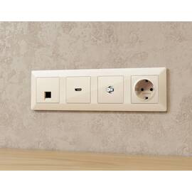 Комплект механизма TV розетки SAT 5-2400MHz 3.5dB Alfa Бежевый глянец Quant Ambrella Volt MA313050 (