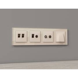 Комплект механизма розетки компьютерной + TV оконечной RJ-45 с автоматической защитной шторкой Alfa