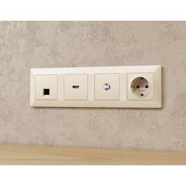 Комплект механизма TV розетки SAT 5-2400MHz 3.5dB Alfa Бежевый матовый Quant Ambrella Volt MA333050