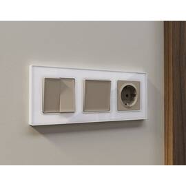 Комплект механизма 2-клавишного перекрестного выключателя 10A-250V Alfa Серо-бежевый матовый Quant A