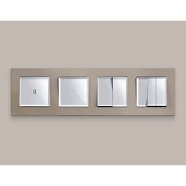 Комплект механизма 2-клавишного перекрестного выключателя 10A-250V Alfa Серебро глянец Quant Ambrell